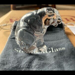Steuben Crystal Glass Sitting Tiger Figurine